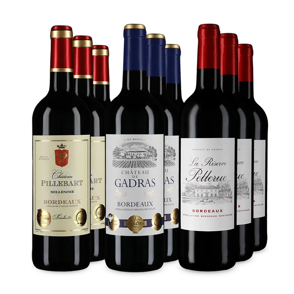 Met goud bekroonde bordeaux-sterren in 3x3-pakket – Gold