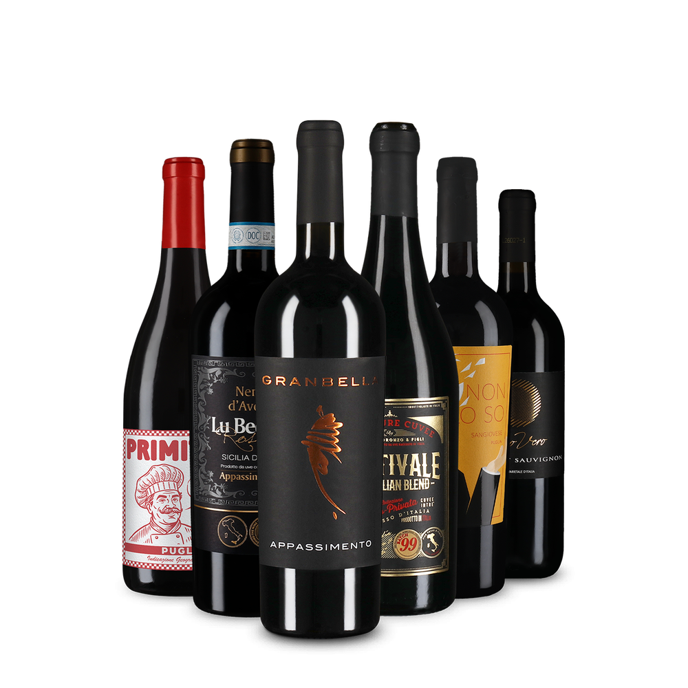 Italiaanse rodewijnsterren in 6 flessen-pakket – Gold